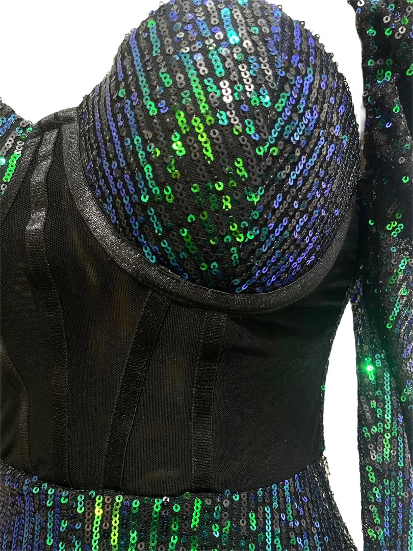 Vestido tornasol lentejuelas Esmeralda Mágica