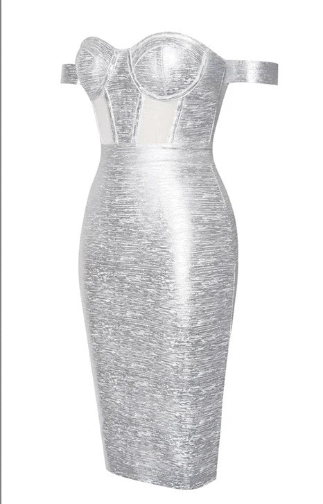 Vestido Plateado Diosa Nocturna