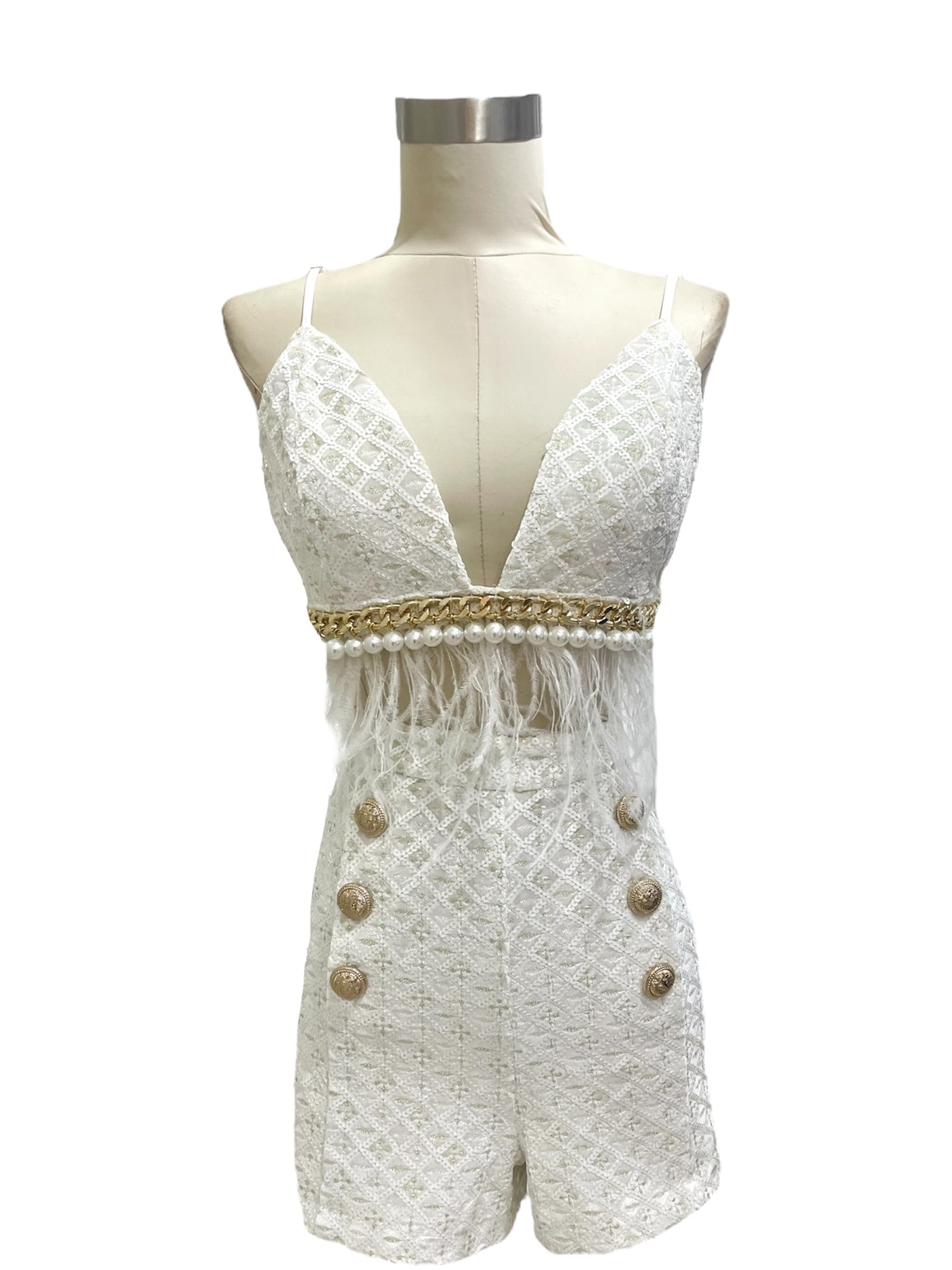 SET TOP Y SHORT BLANCO VERANO DORADO