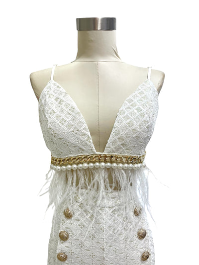 SET TOP Y SHORT BLANCO VERANO DORADO