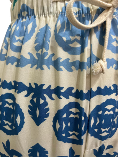 Pantalón tipo playero beige con tonos azules Brisa Marina