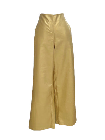 Pantalón Dorado tipo cuero metálico Oro Líquido