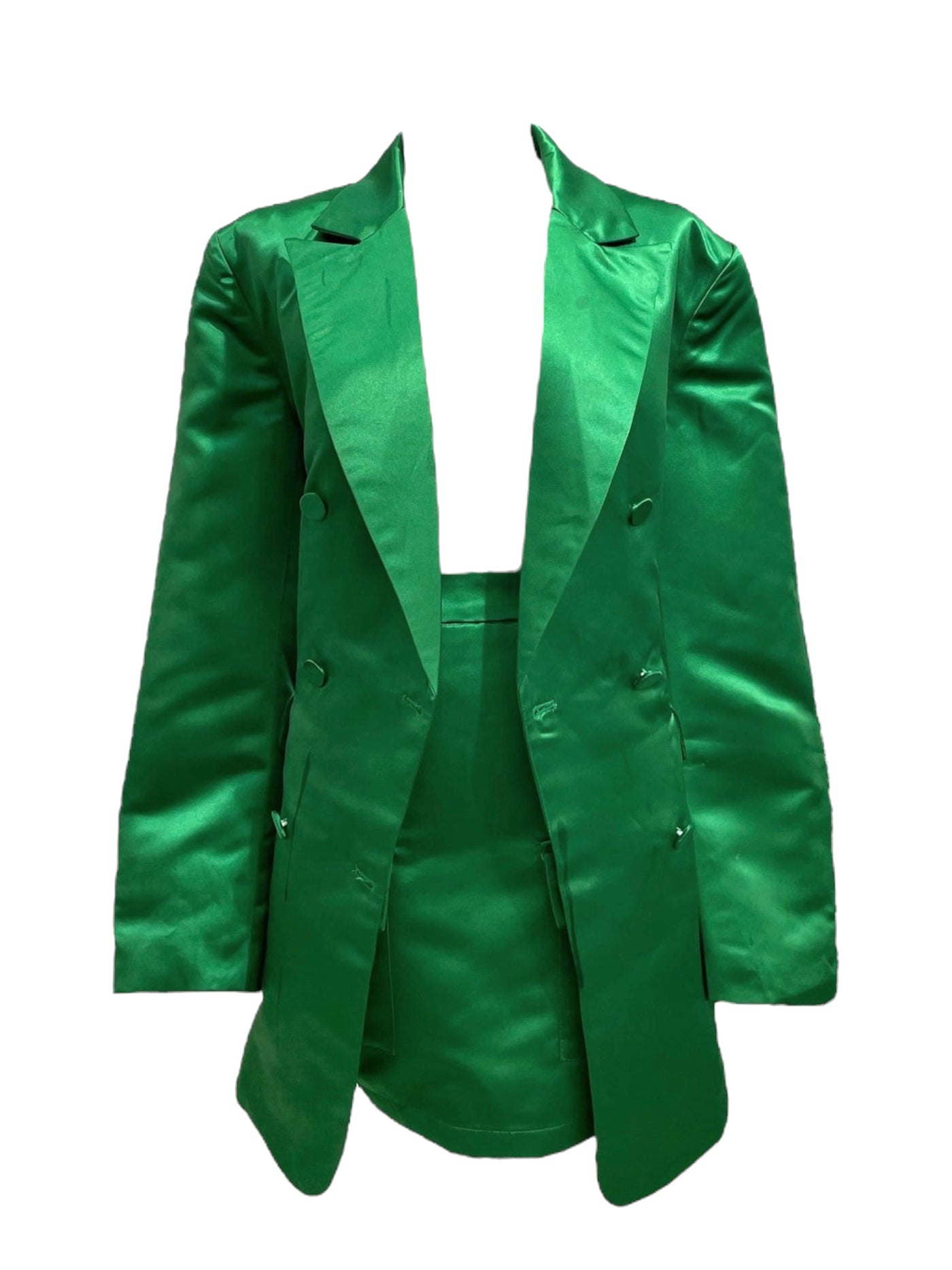 Set de blazer y falda verde Elegancia Fluida