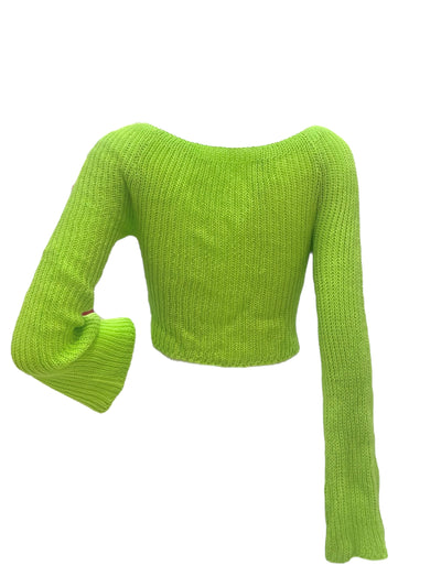 Sweater corto tejido verde Frescura Tejida