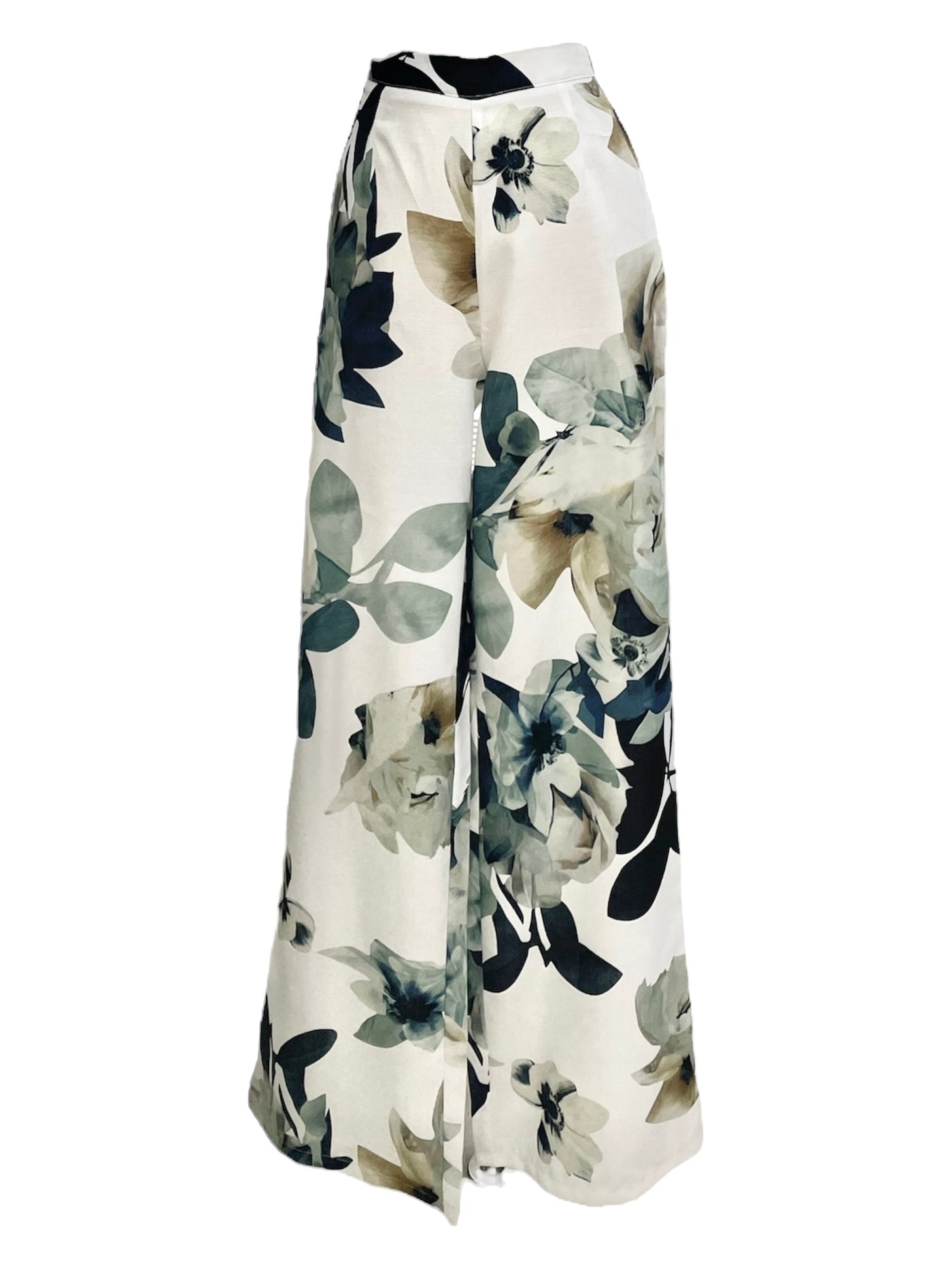 Pantalón blanco floral con celeste Jardín Celestial