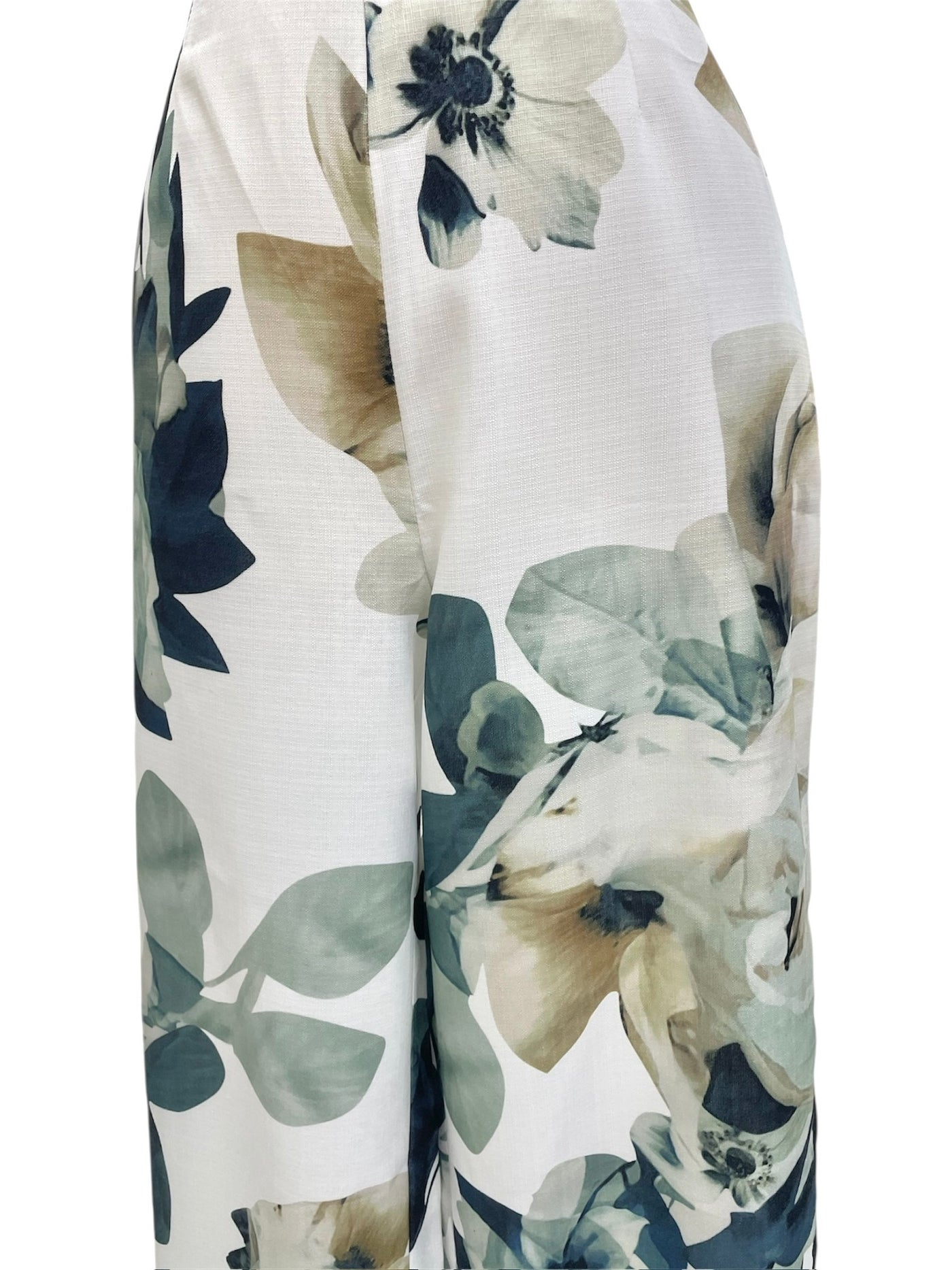 Pantalón blanco floral con celeste Jardín Celestial