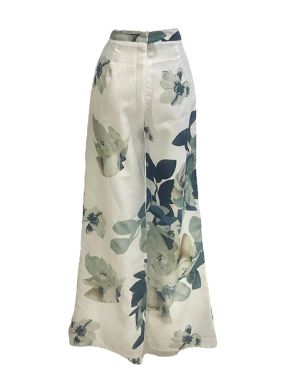 Pantalón blanco floral con celeste Jardín Celestial