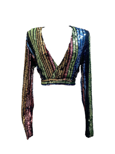 Blusa Lentejuelas Arcoíris Nocturno