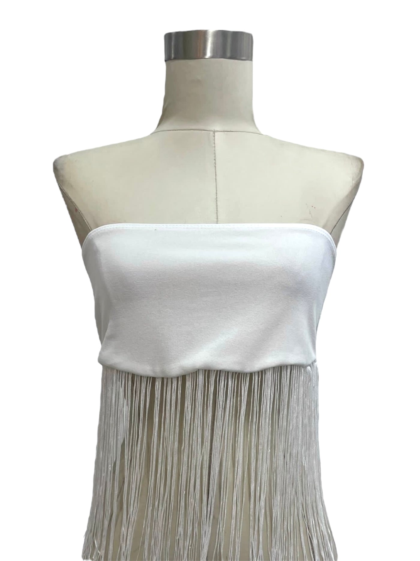 Top Corto Blanco Brisa Festiva Flecos