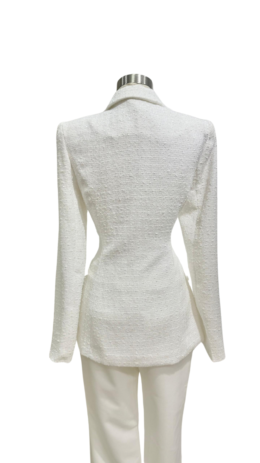 Blazer Blanco Tweed Resplandor Dorado