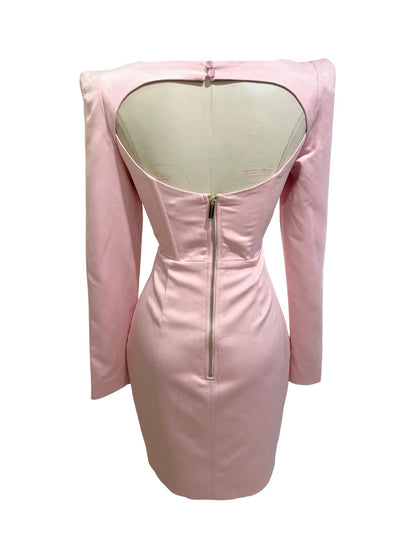 Vestido Rosado Elegancia Esculpida