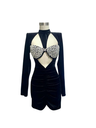 Vestido negro de terciopelo Noche Estelar