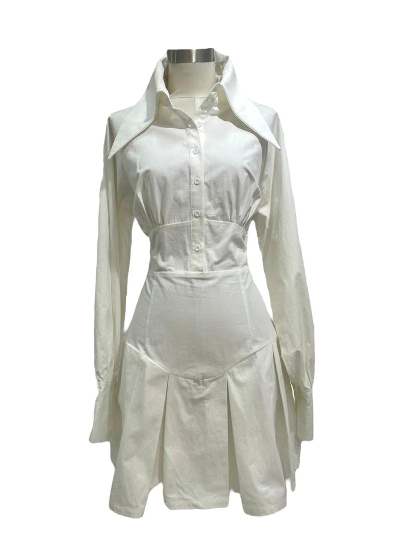 Vestido Blanco Poder Plisado