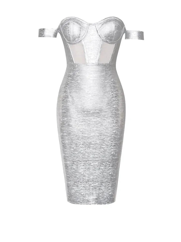 Vestido Plateado Diosa Nocturna